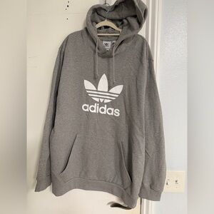 Adidas Men's Gray Hoodie with White Logo
